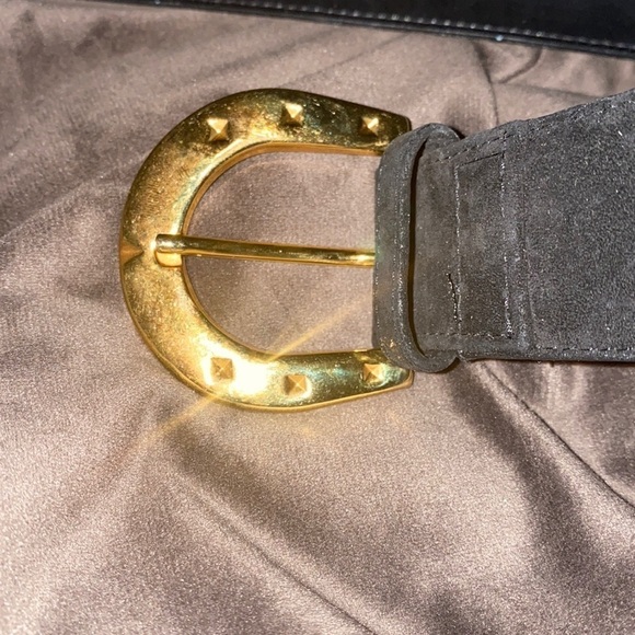 Danier Leather black suede leather gold buckle belt  Sz Petite Small - Picture 9 of 11